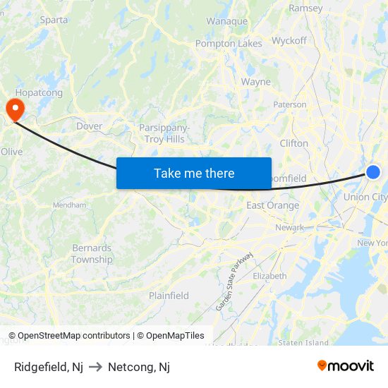 Ridgefield, Nj to Netcong, Nj map