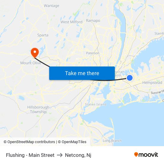 Flushing - Main Street to Netcong, Nj map