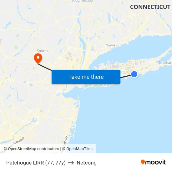 Patchogue LIRR (77, 77y) to Netcong map