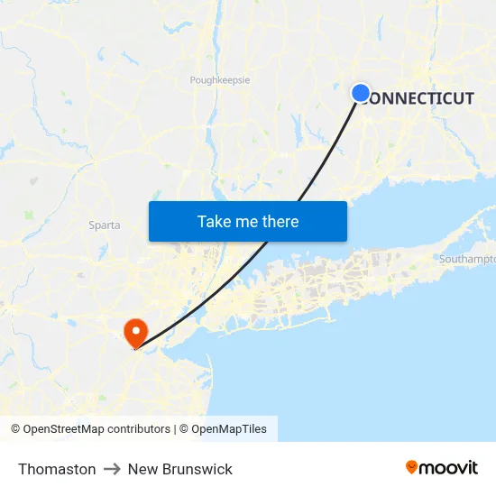 Thomaston to New Brunswick map
