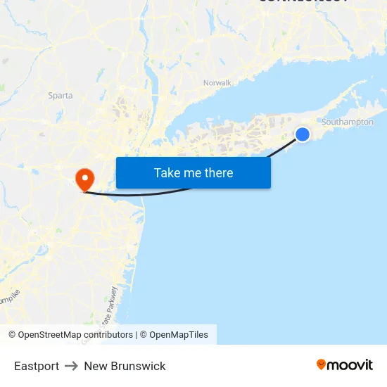 Eastport to New Brunswick map