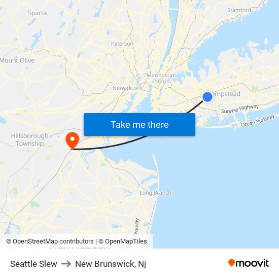 Seattle Slew to New Brunswick, Nj map