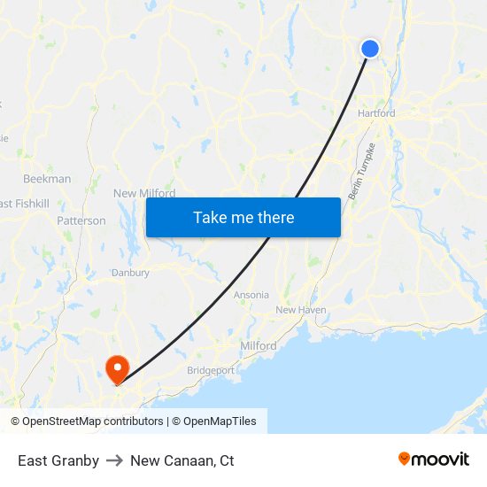 East Granby to New Canaan, Ct map