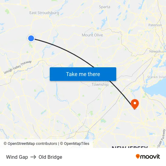 Wind Gap to Old Bridge map
