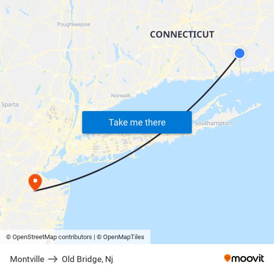 Montville to Old Bridge, Nj map