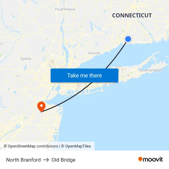 North Branford to Old Bridge map