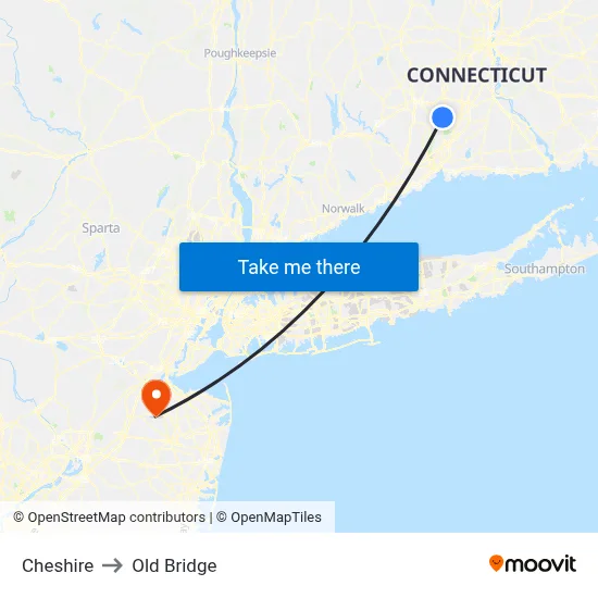 Cheshire to Old Bridge map