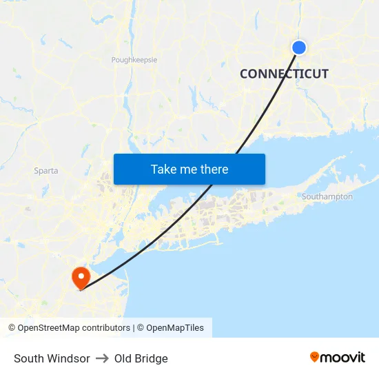 South Windsor to Old Bridge map