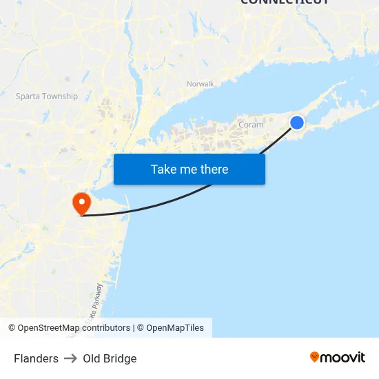 Flanders to Old Bridge map