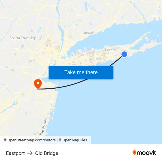 Eastport to Old Bridge map