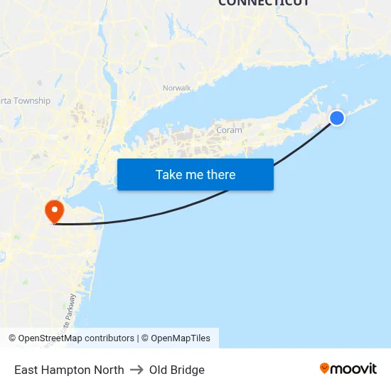 East Hampton North to Old Bridge map