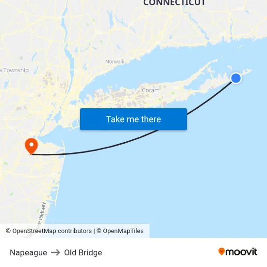 Napeague to Old Bridge map