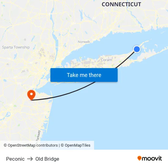 Peconic to Old Bridge map