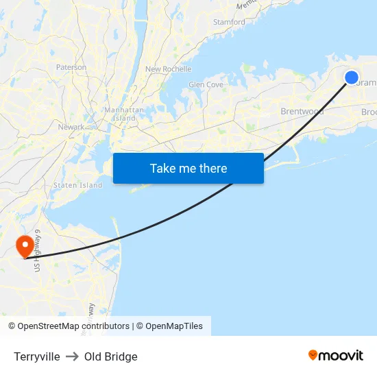 Terryville to Old Bridge map