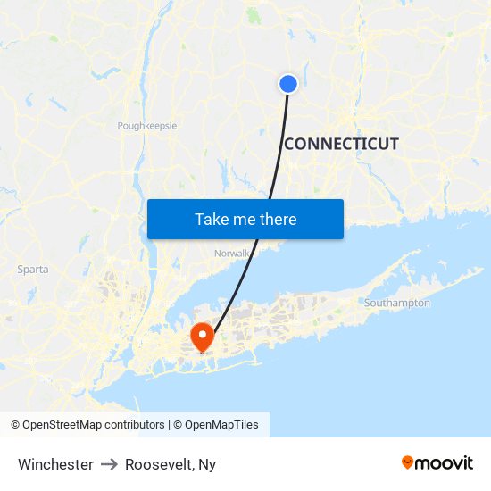 Winchester to Roosevelt, Ny map