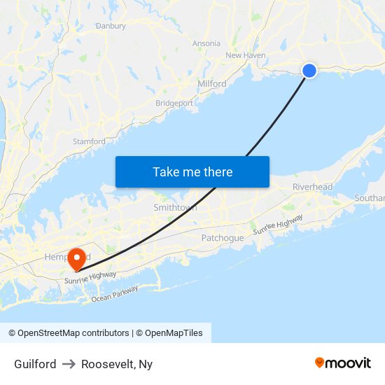 Guilford to Roosevelt, Ny map