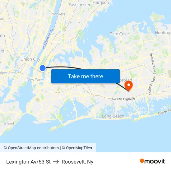 Lexington Av/53 St to Roosevelt, Ny map