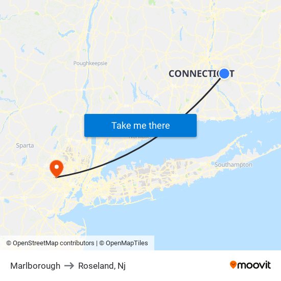 Marlborough to Roseland, Nj map