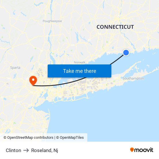 Clinton to Roseland, Nj map