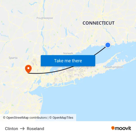 Clinton to Roseland map