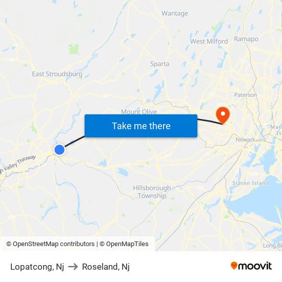 Lopatcong, Nj to Roseland, Nj map