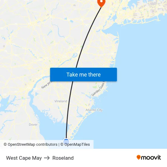West Cape May to Roseland map