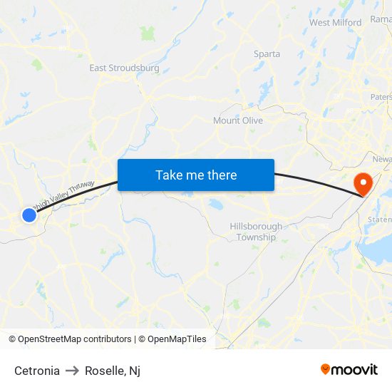 Cetronia to Roselle, Nj map