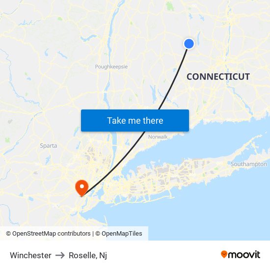 Winchester to Roselle, Nj map