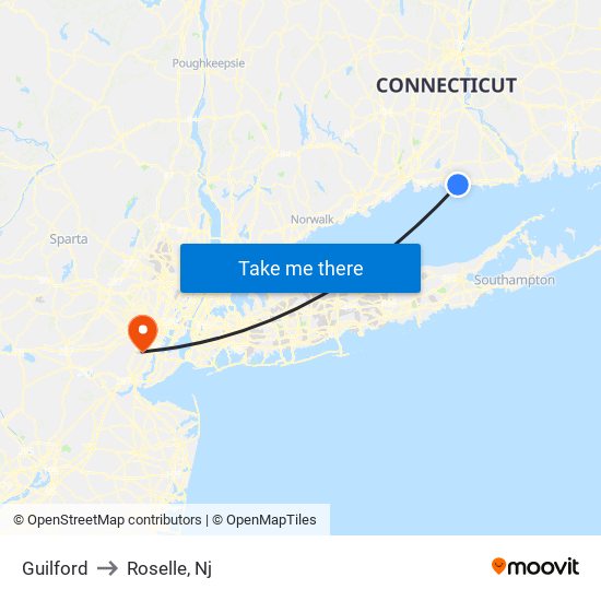 Guilford to Roselle, Nj map
