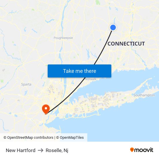 New Hartford to Roselle, Nj map