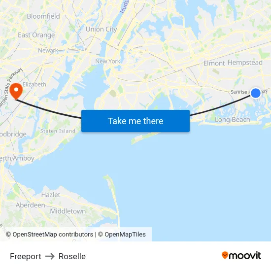 Freeport to Roselle map