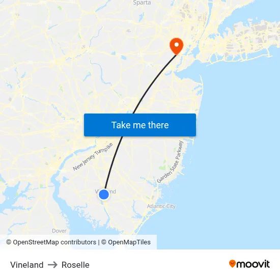 Vineland to Roselle map