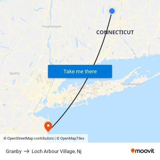 Granby to Loch Arbour Village, Nj map