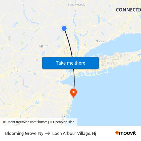 Blooming Grove, Ny to Loch Arbour Village, Nj map