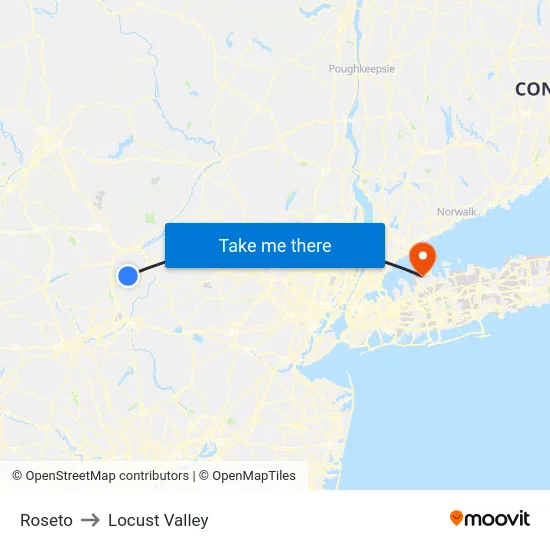 Roseto to Locust Valley map