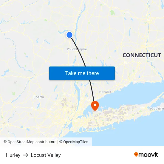 Hurley to Locust Valley map