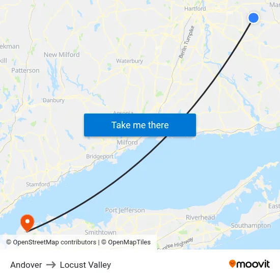 Andover to Locust Valley map