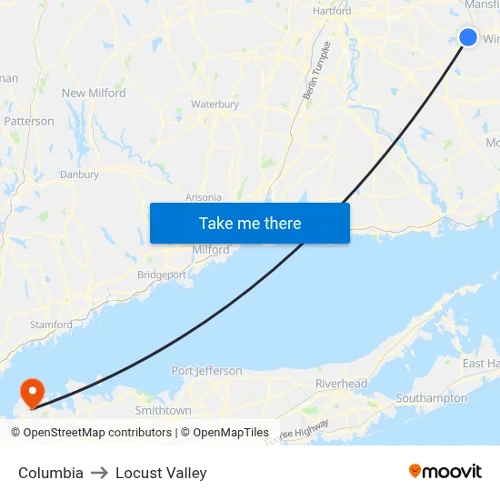 Columbia to Locust Valley map