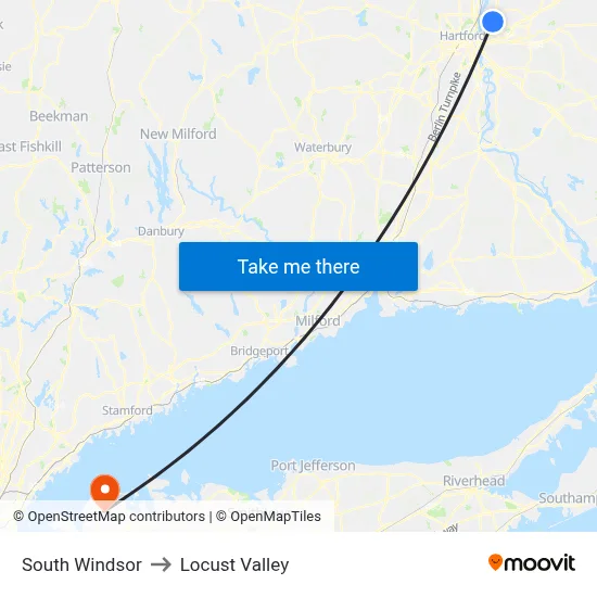 South Windsor to Locust Valley map