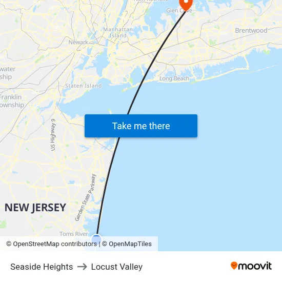 Seaside Heights to Locust Valley map