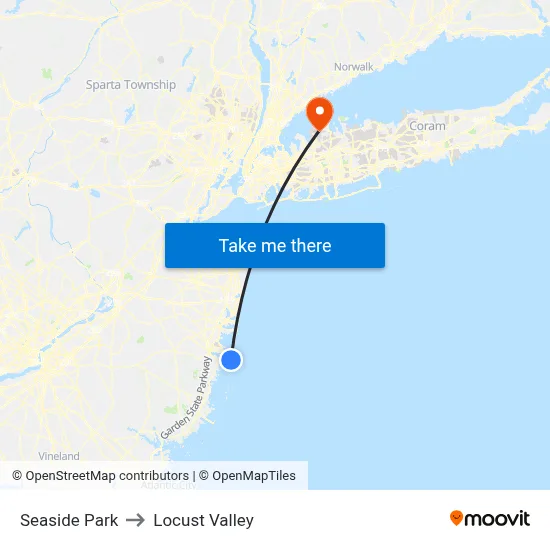 Seaside Park to Locust Valley map