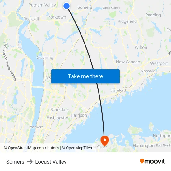 Somers to Locust Valley map