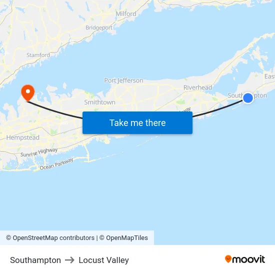 Southampton to Locust Valley map