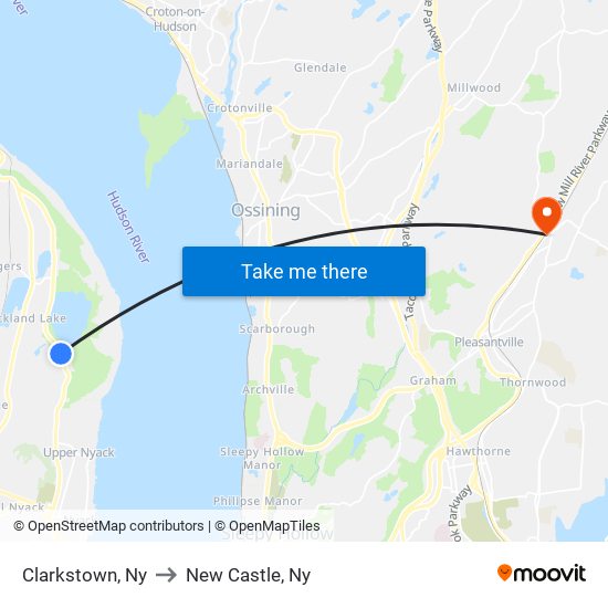 Clarkstown, Ny to New Castle, Ny map