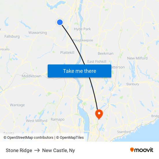 Stone Ridge to New Castle, Ny map