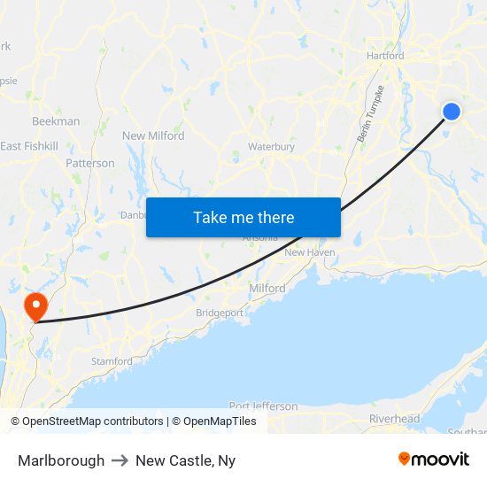 Marlborough to New Castle, Ny map