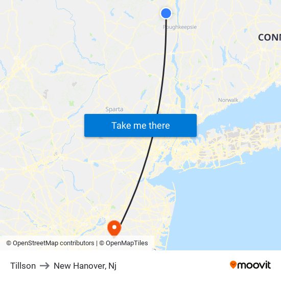 Tillson to New Hanover, Nj map