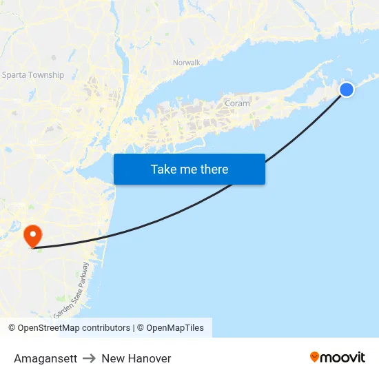 Amagansett to New Hanover map