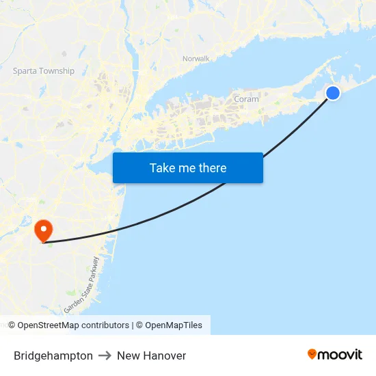 Bridgehampton to New Hanover map