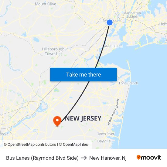 Bus Lanes (Raymond Blvd Side) to New Hanover, Nj map